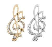 Générique Broche à Vêtements Lot de 2 Pièces Symbole Musique en Alliage et Cristaux, Décoration Élégante pour Femmes, Broches Note de Musique Doré et Argenté, Accessoire Mode pour Manteaux