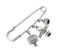 Générique Broche Basket en Métal avec Épingle de Sûreté Large, Bijou Mode à Clipser Vêtements et Sacs, Conçue pour Femmes