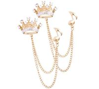 Générique Broche Couronne et Note Musicale en Alliage Doré Chaîne Frangée, 2 Pièces, Épingle de Revers pour Tenue Quotidienne ou Fête, Accessoire Charmant et Vif
