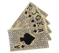 Générique Broche Créative Cartes à Jouer Alliage Doré avec Accessoire Mode Hip Hop pour Vêtements Épingle Décorative Unisexe pour Costume et Fête