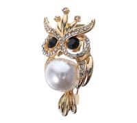 Générique Broche Décorative en Alliage Or de Chouette Perles, Élégante et Résistante, pour Mariages et Rassemblements Sociaux