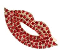 Générique Broche Élégante en Alliage Rouge Forme Lèvres, Épingle de Poitrine Décorative Ornée de Cristaux, Accessoire Vestimentaire pour Vêtements, Fêtes et Costumes, Présent Original Femme