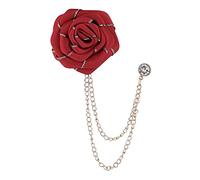 Générique Broche en Forme pour Boutonnière, Insigne de Mode, Chaînette à Pompon, Broches de Mariage, épingle à Fleur pour Mariées, Femmes et Hommes, Rouge foncé