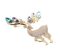 Générique Broche Forme Cerf Élégante avec Cristaux Épingle à Col Légère et Sécurisée pour Femmes Accessoire Vintage Raffiné pour Robes et Manteaux de Fête de Noël