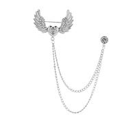 Générique Broche Pin Bijou Angel Heart avec Scintillant à Deux Couches de Chaînes Épingle Élégante pour Costume Accessoires pour Hommes Adaptés, Argent