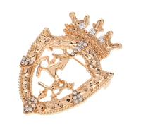 Générique Broche Vintage en Alliage de Zinc Forme Couronne Dorée, Épinglette Rétro à Écusson Cheval, Accessoire Costume Homme pour Oktoberfest et Événements Élégants
