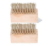 Générique Brosse à Désherber en Fil D’Acier Extra Rigide Manche en Bois Long Lot de 2 Pièces Brosse Pratique pour Enlever Mousse et Mauvaises Herbes Jardin et Entretien Extérieur
