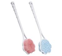 Générique Brosse de Bain à Long Manche en Silicone 2pcs Poils Doux pour Gommage Corporel et Massage Confortable, Accessoire Pratique Bain