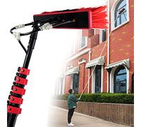 Générique Brosse de Nettoyage de vitres avec Perche télescopique et système d'alimentation en Eau Domestique, Brosse rotative pour Panneaux solaires, système de Nettoyage de vitres à Eau télescopique