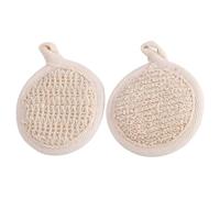 Générique Brosse Exfoliante Corps 2pcs en Tissu Pitting Naturel Beige, Gommage Corporel Profond et Mousse Riche Bain