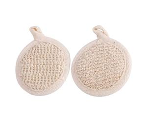 Générique Brosse Exfoliante Corps 2pcs en Tissu Pitting Naturel Beige, Gommage Corporel Profond et Mousse Riche Bain