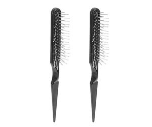 Générique Brosses à Cheveux Dents Espacées Standard Lot de 2 Peigne en Queue de Rat en Abs Noir, Brosses pour Coloration et Massage Cuir Chevelu