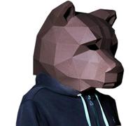 Générique Brown Bear Head Paper Model Wearable Mask Animal Cosplay Papercraft 3D DIY Origami Headgear