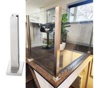 Générique Brushed Stainless Steel Glass Railing Post System for Indoor Stairs, Safety Balustrade Clamp with Spigot Slots, 49in Shallow Grey Handrail