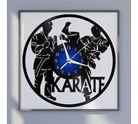 Générique BSTFR Karaté Horloge Murale en Vinyle, Horloge d’Enregistrement en Vinyle Art Mural Noir 12 Pouces pour Chambre à Coucher de Salon(12 Pouces B sans LED)