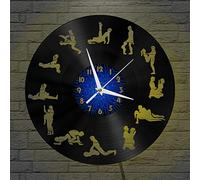 Générique BSTFR Position Sexuelle 2Horloge Murale en Vinyle, Horloge d’Enregistrement en Vinyle Art Mural Noir 12 Pouces pour Chambre à Coucher de Salon(12 Pouces B avec LED)