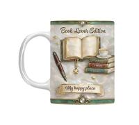 Générique Bücherliebhaber Kaffeebecher | 330 Ml Keramik Trinkgefäß,Kreative Kaffeetasse Mit Buchmotiv | Für Lehrer, Freunde, Leseratten, Zuhause, Im Büro, In Der Bibliothek