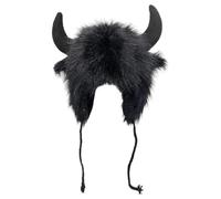 Générique Buffalo Hat With Horns - Plush Winter Earmuffs | Warm Furry Animal Hat For Men And Women, Soft Velvet Bison Cosplay Headdress For Festivals Theme Parties Outdoor Adventures And Winter