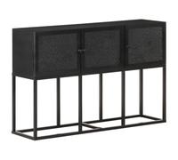 Générique Buffet 115x30x76 cm en Bois de manguier Massif, Armoire de Rangement 3 Portes avec Cadre en Acier, Meuble Salon Rustique Industriel pour Exposition décorative