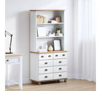 Générique Buffet “ASKIM” Blanc 91x40x183 cm Bois Massif Pin,Buffets & bahuts,38.5KG-3334643