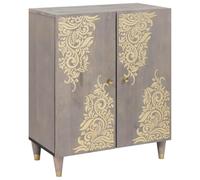 Générique Buffet Gris et Or 60 x 33.5 x 75 cm Bois de manguier Massif,Meubles,Armoires & Meubles de Rangement,Casiers & armoires de rangement-4018774