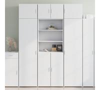 Générique Buffet Haut Blanc 70x42,5x185 cm en Bois d'ingénierie, Armoire de Rangement avec Portes et Compartiments Ouverts, Meuble Multifonctionnel pour Salon, Chambre ou Couloir.
