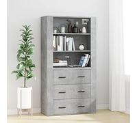 Générique Buffet Haut Gris béton en Bois d'ingénierie, Armoire Haute Murale avec Grand Espace de Rangement pour Organiser Vos Essentiels, fixable au Mur pour Gagner de l'espace au Sol.