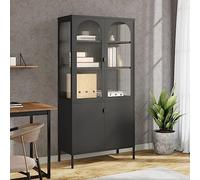 Générique Buffet Haut Noir 90x40x180 cm Verre et Acier,Buffets & bahuts,353000