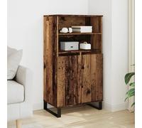 Générique Buffet Haut Vieux Bois 60x36x110 cm, Armoire de Rangement Industrielle avec 6 Compartiments et Portes, Bois d'ingénierie Robuste et Pieds en métal