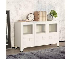 Générique Buffet Industriel Blanc 105x35x62 cm Métal et Verre,Buffets & bahuts,339609