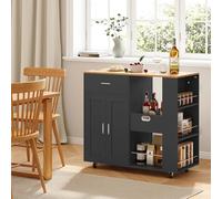 Générique Buffet, Meuble de Rangement, avec Placard 2 Portes, 1 tiroirs, 5 étagères Ouvertes,comptoir en Bois,pour Salle à Manger, Salon, Cuisine, Noir