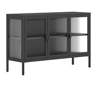 Générique Buffet Noir 105x35x70 cm Verre et Acier,Meubles,Armoires & Meubles de Rangement,Buffets & bahuts,Noir,27.78KG,353002