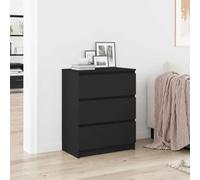 Générique Buffet Noir 60x35x76 cm Bois d'ingénierie, Meuble Salon avec 3 Tiroirs, Armoire Latérale Rangement pour Livres et Décorations