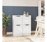 Générique Buffets 2 pcs Blanc Brillant 30x30x70 cm Bois d'ingénierie,Armoires & Meubles de Rangement,Buffets & bahuts-811182