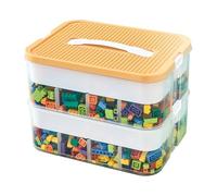 Générique Building Blocks Storage Box - 2 Layers Toys Organizer Storage Case with Compartments | Toy Box with Building Baseplate Lid, Clear Śtorage Organizer for B́uilding Block Dolls