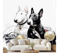 Générique Bull Terrier Voiture Papier Peint Chien Dessin Animé Autocollant Mural 450x315 cm Poster pour Chambre Salon Decoratif