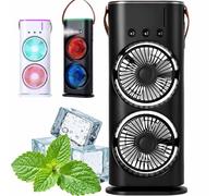 Générique Bullseyeair Portable Double Fan, 2025 Upgraded 3 in 1 Getbullseye Air Misting Fan, Rechargeable Double-Ended Spray Fans With 3 Speeds, 600ml Water Tank, For Home, Office, Bedroom (Black)