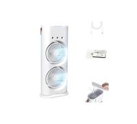 Générique Bullseyeair Portable Double Fan, 3 In 1 Getbullseye Air Fan, Bullseye Air Rechargeable Misting Fans, with 3 Speed 180° Double Window Fanwith 600ml Tank, for Home, Office (1pcs)