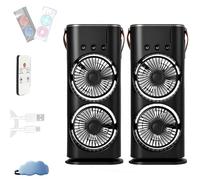 Générique Bullseyeair Portable Double Fan, 3 in 1 Getbullseye Air Fan, Bullseyeair Rechargeable Misting Fans Portable Air Conditioner Official Store 600ml Tank 3 Spray LED Lights (2PCS 1)