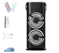 Générique Bullseyeair Portable Double Fan, 3 in 1 Getbullseye Air Fan, Bullseyeair Rechargeable Misting Fans Portable Air Conditioner Official Store 600ml Tank 3 Spray LED Lights (Black*1)
