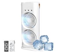 Générique Bullseyeair Portable Double Fan, 3 in 1 GetBullseyeair Fan, with 3 Speed, Portable Conditioner, Charging Usage, 300ml Water Tank, for Home, Office, Bedroom (White)