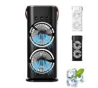 Générique Bullseyeair Portable Double Fan, 3-In-1 Rechargeable Misting Fan, With 3 Speed, 600ml Water Tank, for Home, Office, Bedroom (black)