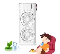 Générique Bullseyeair Portable Double Fan, Bullseyeair Rechargeable Misting Fan,with Remote Control,Tank,180° Rotation,3 Spray Heads,3 Speed and Led Lights (White)