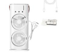 Générique Bullseyeairs Portable Double Fan, Upgraded 3 In 1 Getbullseyeair Fan, 3 Speed, 180° Dual Fans with 600ml Water Tank, Portable Double-Ended Spray Fans, for Home, Office, Bedroom (Plug In)