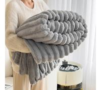 Générique Bunny Blanket Fluffy Throw Blankets for Couch Bed, Faux Rabbit Fur Bubble Blanket for Bed Sofa Living Room, Soft Cozy (Light Gray,180 * 200cm)