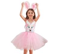 Générique Bunny Costume - Rabbit Suit | Kids Easter Bunny Costume With Ears Headband Tutu Paws 4-Pack For Halloween Party, Soft Plush Fabric, White Pink Purple Yellow