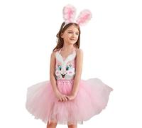 Générique Bunny Costume - Rabbit Suit | Kids Easter Bunny Costume With Ears Headband Tutu Paws 4-Pack For Halloween Party, Soft Plush Fabric, White Pink Purple Yellow