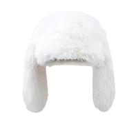Générique Bunny Ear Beanie - Fuzzy Plush Hat | 29cm 160g Warm Headgear with Comfort Function, Black White Rose Red Bunny Ear Style with Cute Design, Winter Hat for Women Girls Teens Commuting Travel