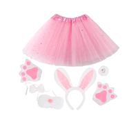 Générique Bunny Ears And Tail - 6 Pieces Soft Plush Pink Costume Set, Rabbit Ear Headband With Tail Accessory, Lightweight Dress Decoration Kit For Skirt Outfit Party New Year Indoor Outdoor Stage