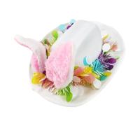 Générique Bunny Hat - Rabbit Ear Headwear, Festive Seasonal Accessories, Animal Ears Design, Cute Plush Holiday Costume, Spring Carnival Party, Soft Pink White Cap For Egg Hunt Events